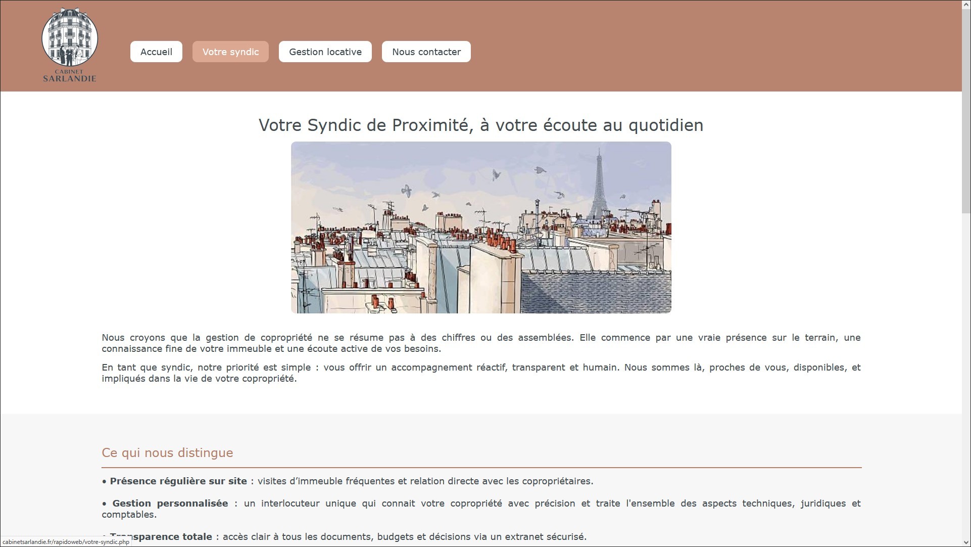 Syndic Cabinet Sarlandie r�alis� avec Rapido Web